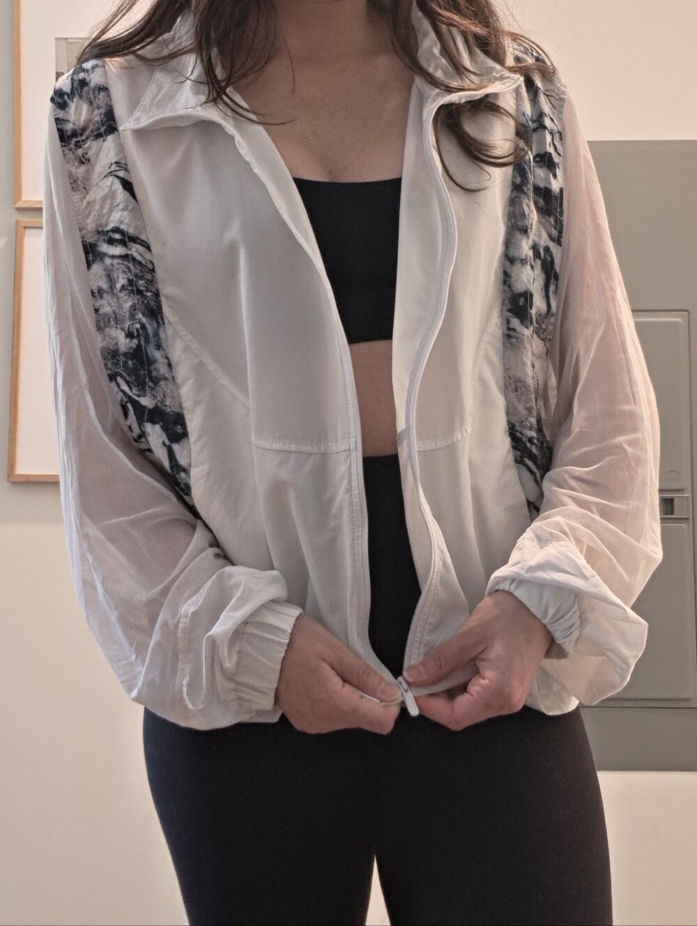Zyia White Mesh Sleeve Athletic Zip-Up Jacket | Women's Activewear